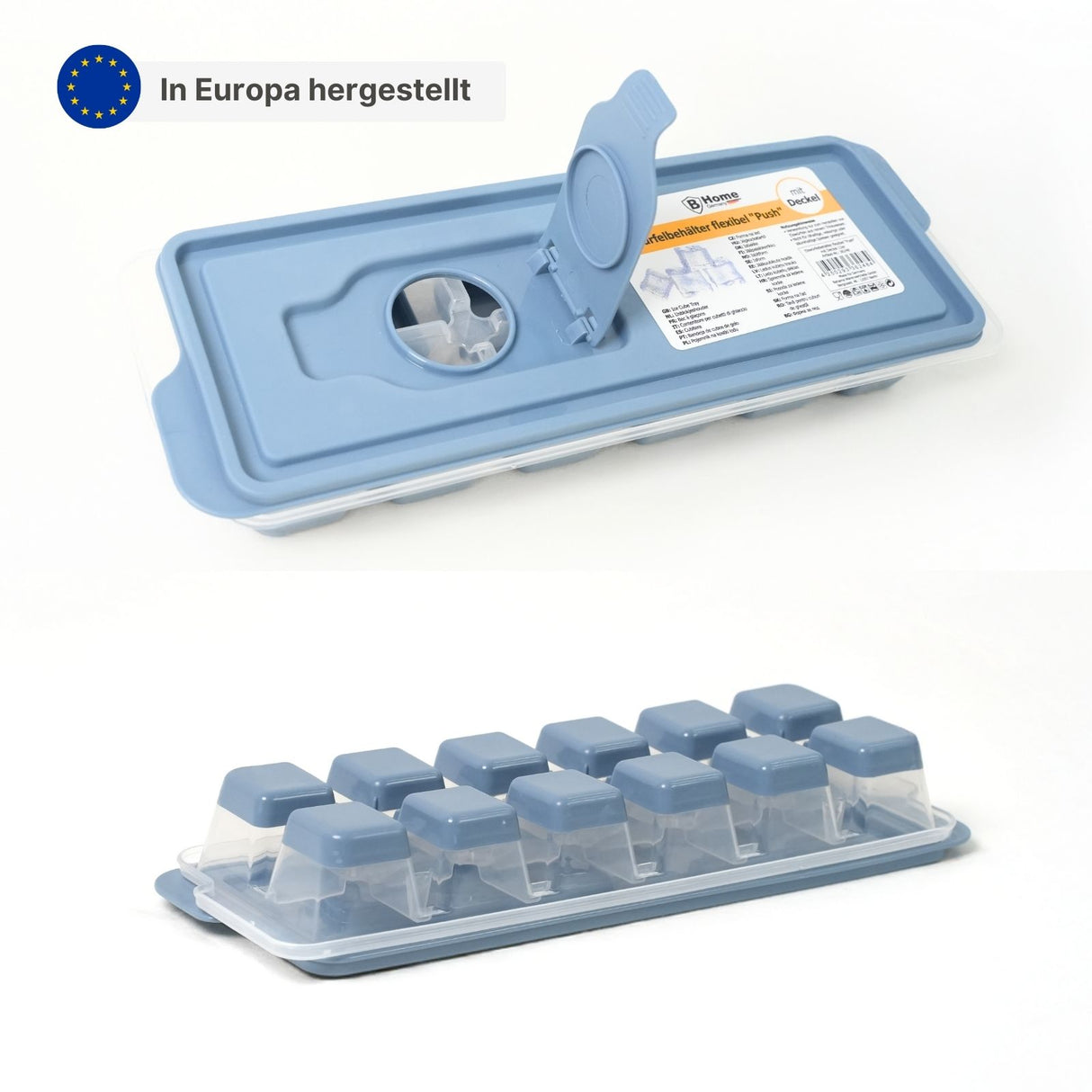 Eiswürfelform mit Deckel und Eingiesshilfe Eiswürfelbehälter
