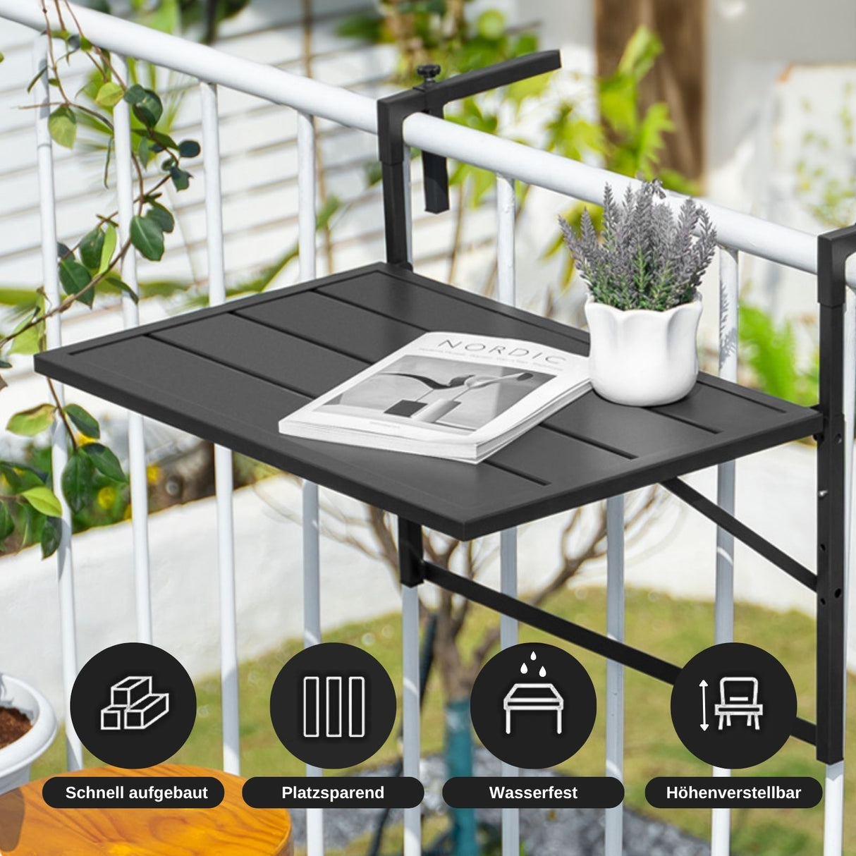 Klappbarer Hängetisch Balkontisch Hängeablage Outdoor-Tisch Ablage