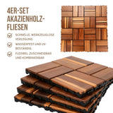 4er-Set Akazienholz-Fliesen Holzfliesen Klickfliesen Bodenplatten