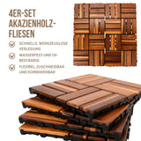 4er-Set Akazienholz-Fliesen Holzfliesen Bodenplatten Klickfliesen