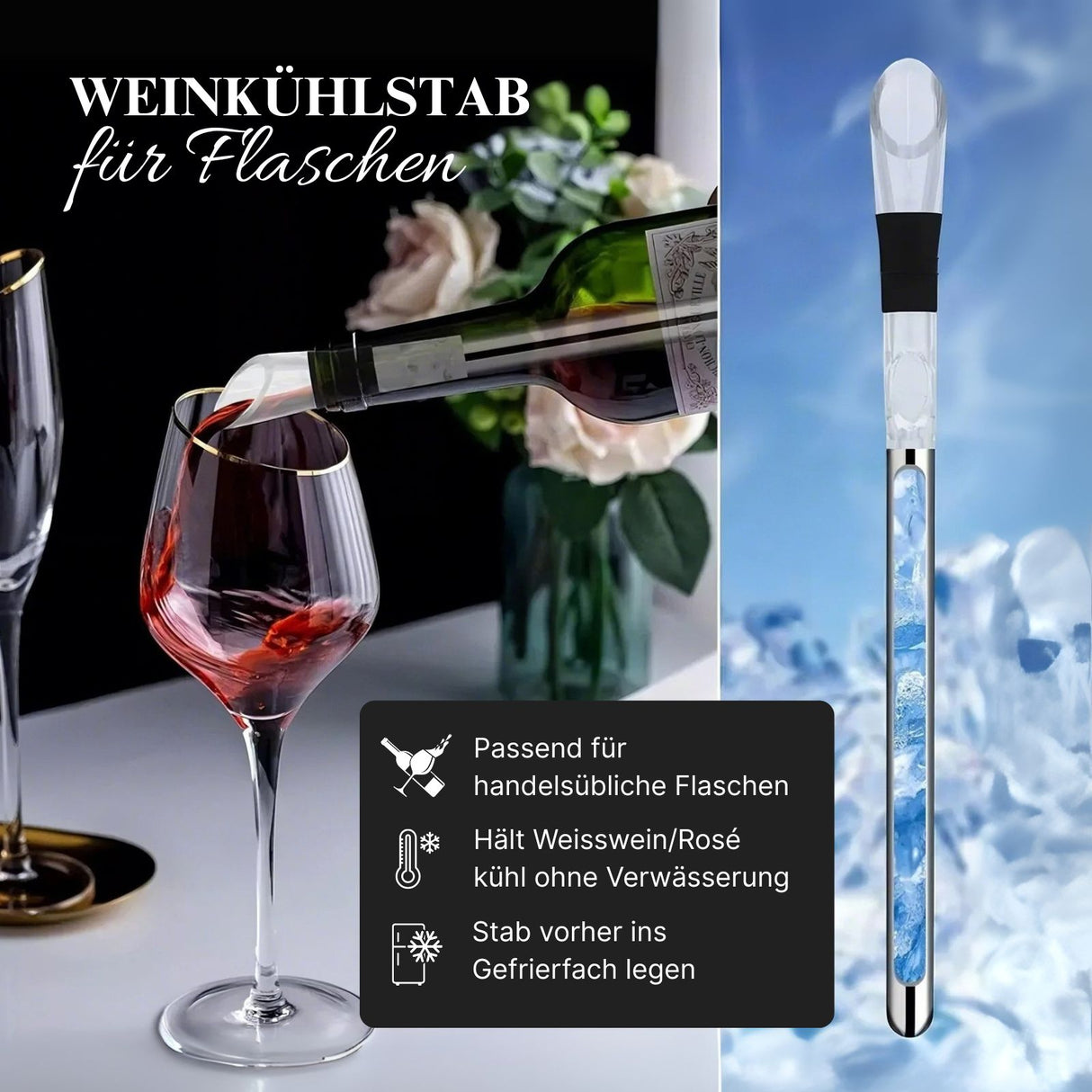 Weinkühlstab Weinflaschenkühlerstab Kühlstab mit Weinausgiesser