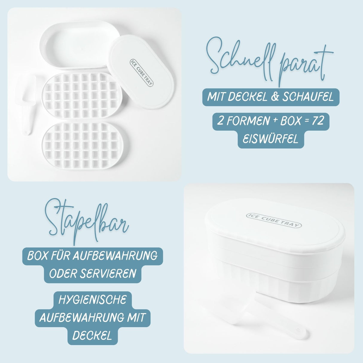 Eiswürfelform mit Aufbewahrungsbox Eiswürfelschale Eiswürfel-Maker-Set