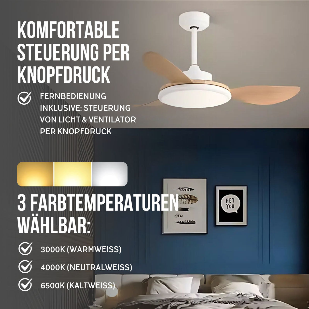 Ventilator mit LED-Beleuchtung Deckenventilator Deckengebläse