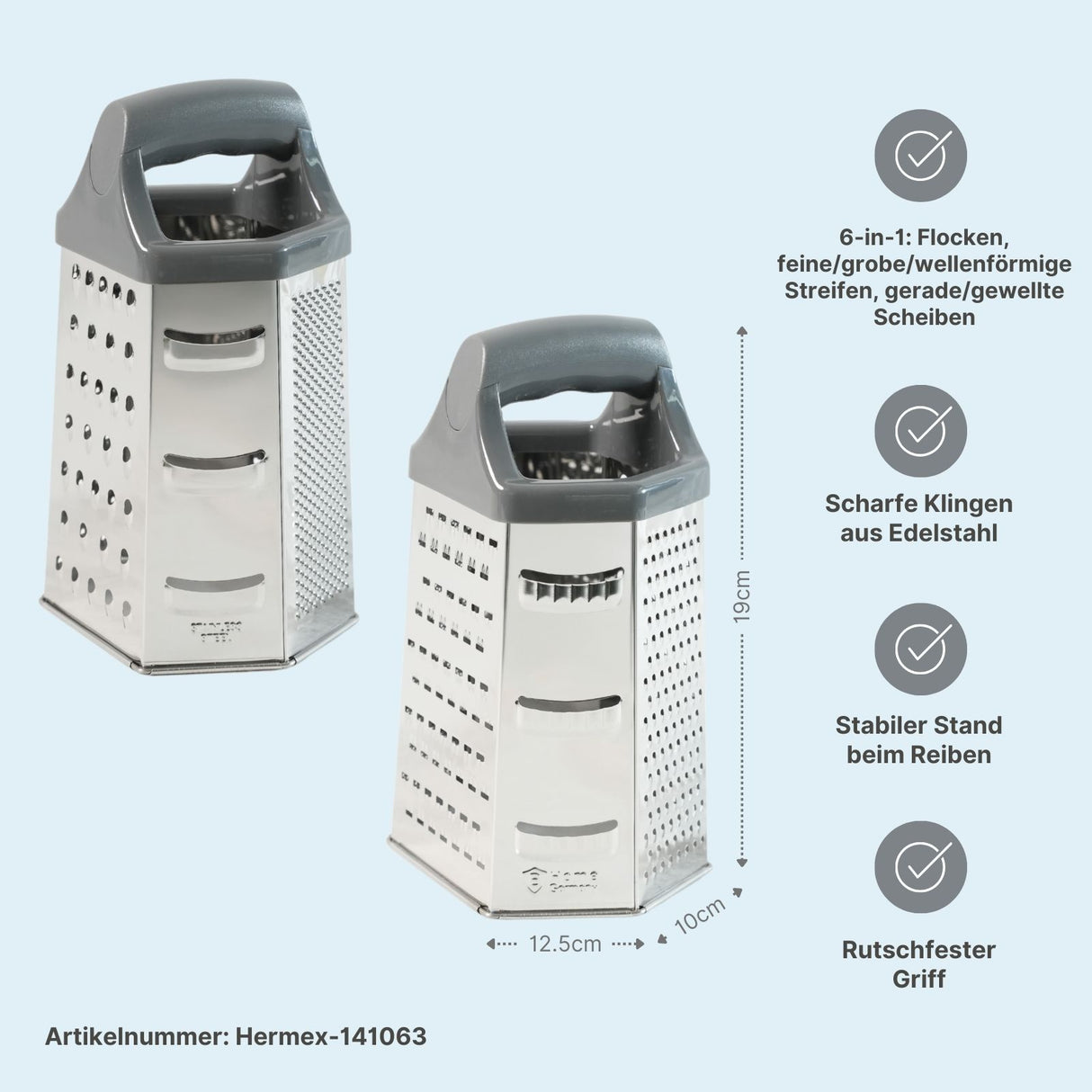 2er-Set Edelstahl-Küchenreiben XL Handreiben Gemüsereiben
