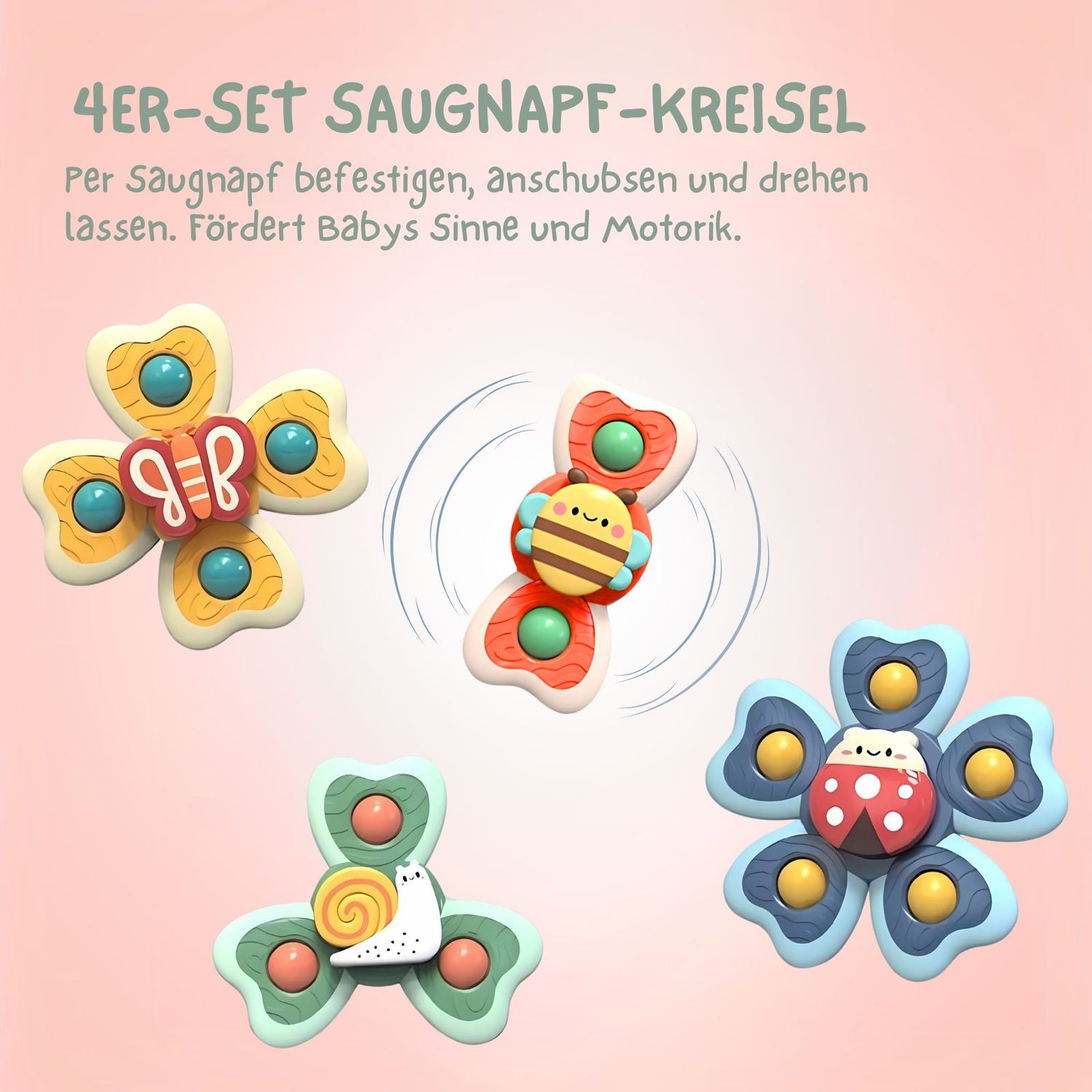 spielzeug saugnapf 4er-Set Saugnapf-Kreisel Badespielzeug Fidget Spinner Babyspielzeug