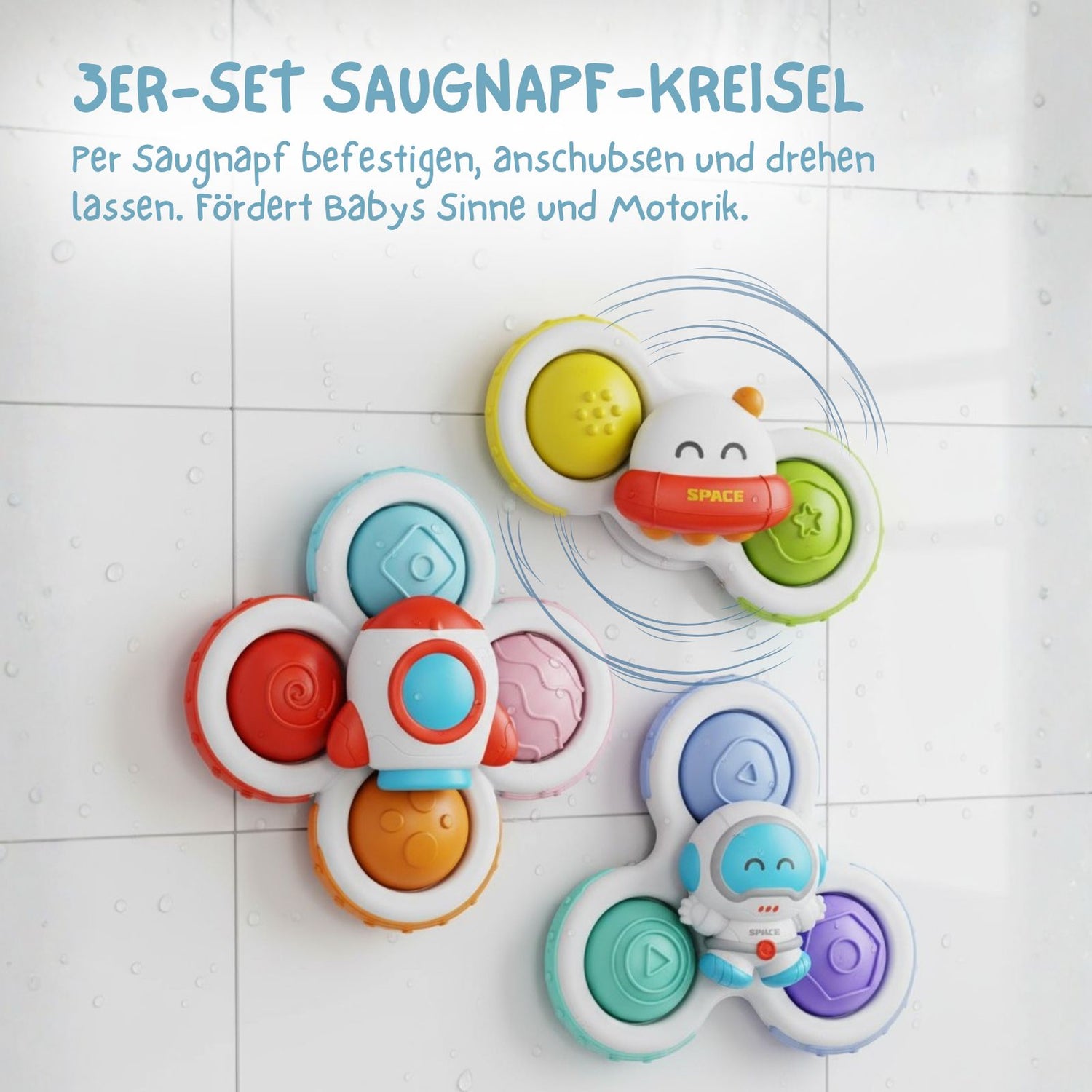 baby spielzeug mit saugnapf 3er-Set Saugnapf-Kreisel Babyspielzeug Badespielzeug Fidget Spinner