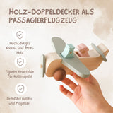 Holz-Doppeldecker Kinderspielzeug Flugzeug Luftfahrzeug Spielzeug