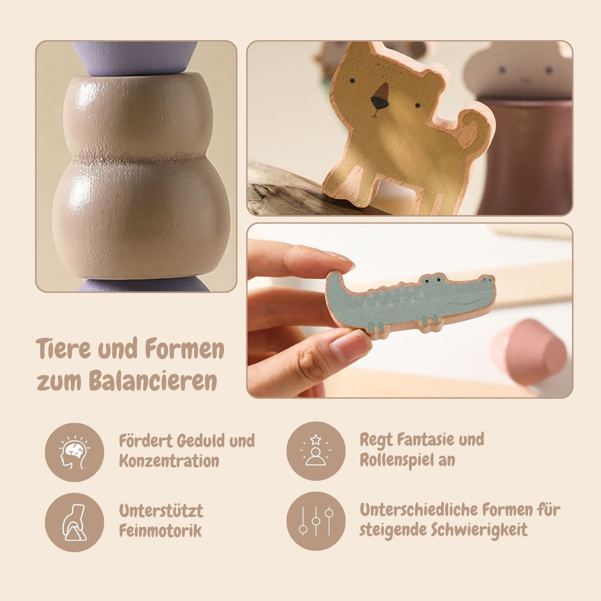 28-tlg. Stapelspiel Balancierspiel Motorikspielzeug Sortierspielzeug