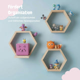 3-tlg. Hexagon Holzregal für Toniebox und Toniefiguren Waben-Wandregal