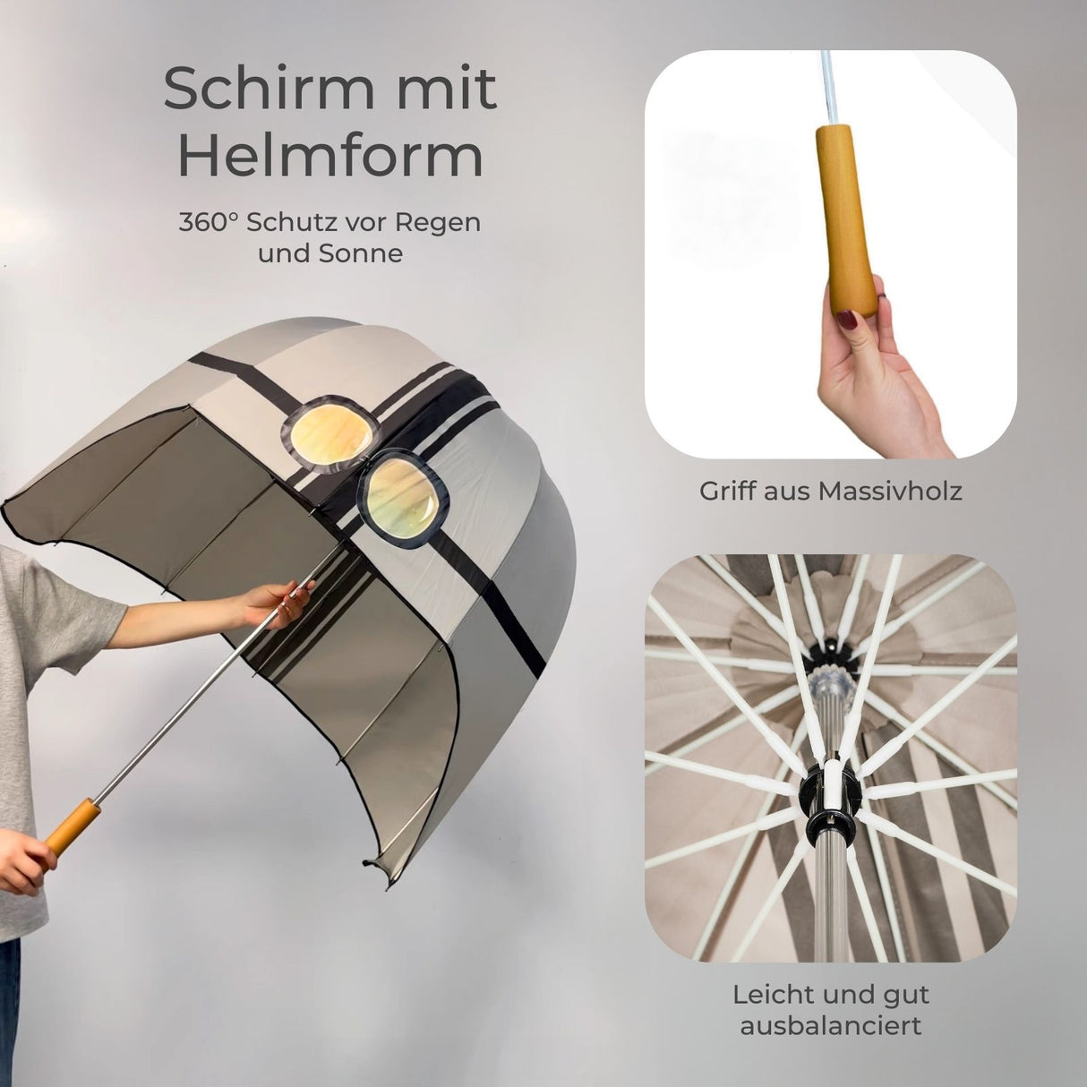 Helm-Regenschirm Stockschirm Regenschirm mit UV-Schutz Sonnenschirm