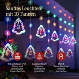 LED Weihnachtslichterkette 3m Lichtvorhang mit Tannenbäumen Leuchtkette