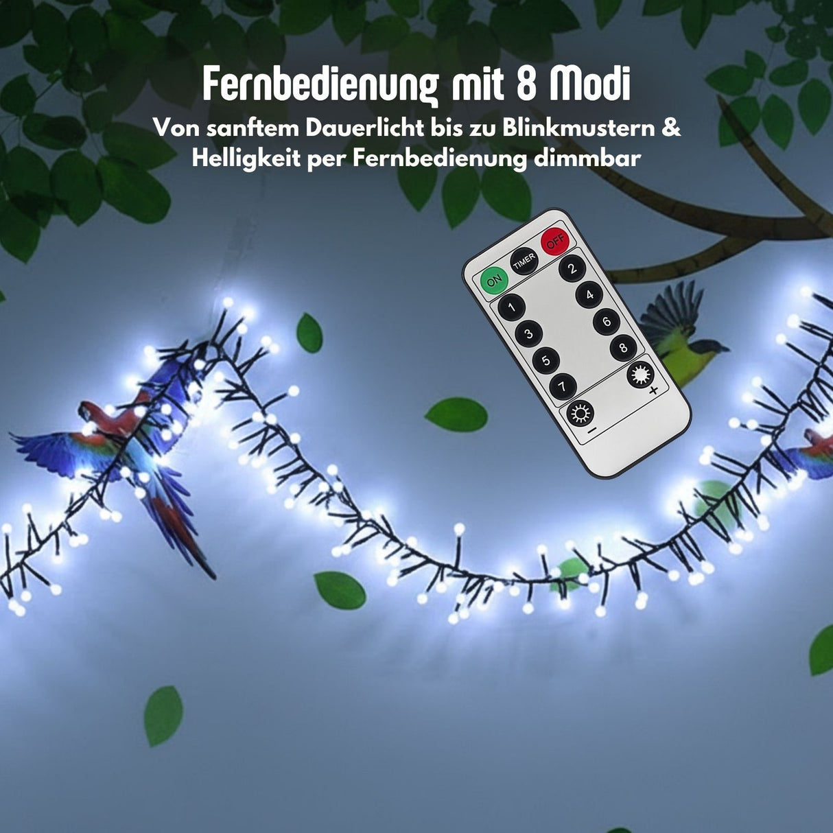 LED Cluster-Lichterkette 3.7m Lichtgirlande Büschellichterkette