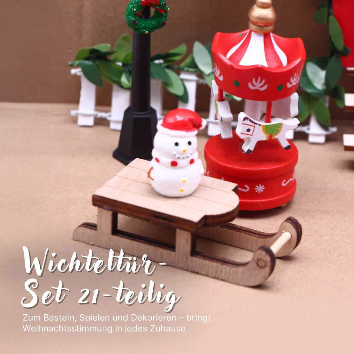 21-tlg. Wichteltür-Set Miniaturwelt Weihnachtsdeko Elfentür-Zubehör