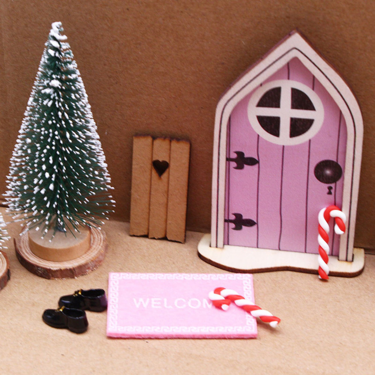 17-tlg. Wichteltür-Set Weihnachtsdeko Miniaturwelt Elfentür-Zubehör