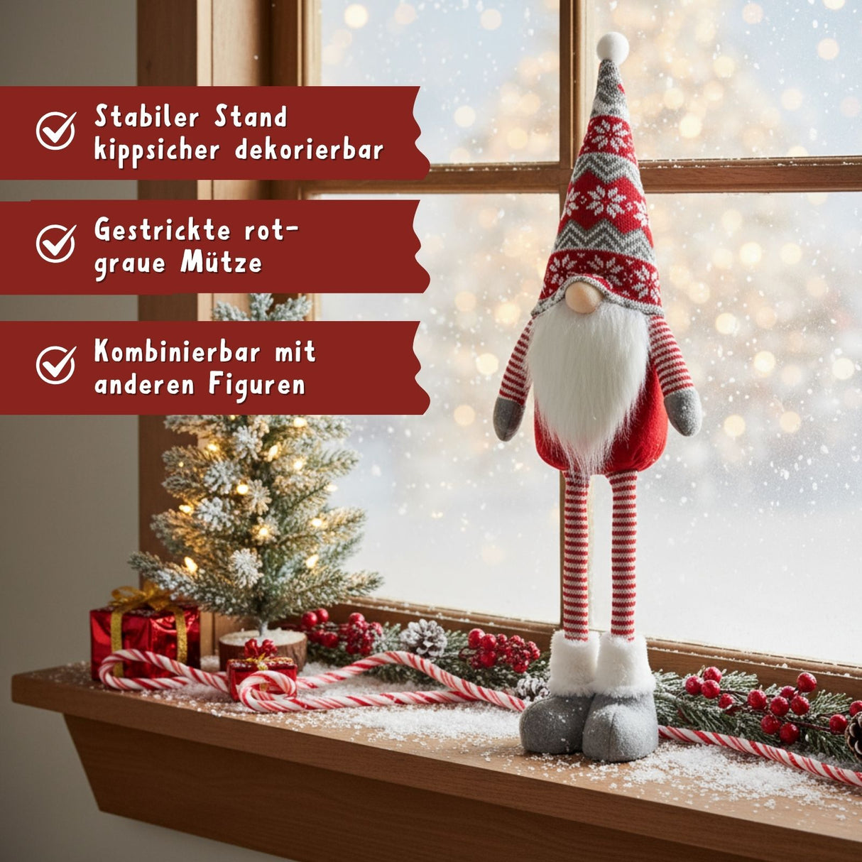 Stehfigur Wichtel Deko-Wichtel Weihnachtswichtelfigur Wichteldekofigur