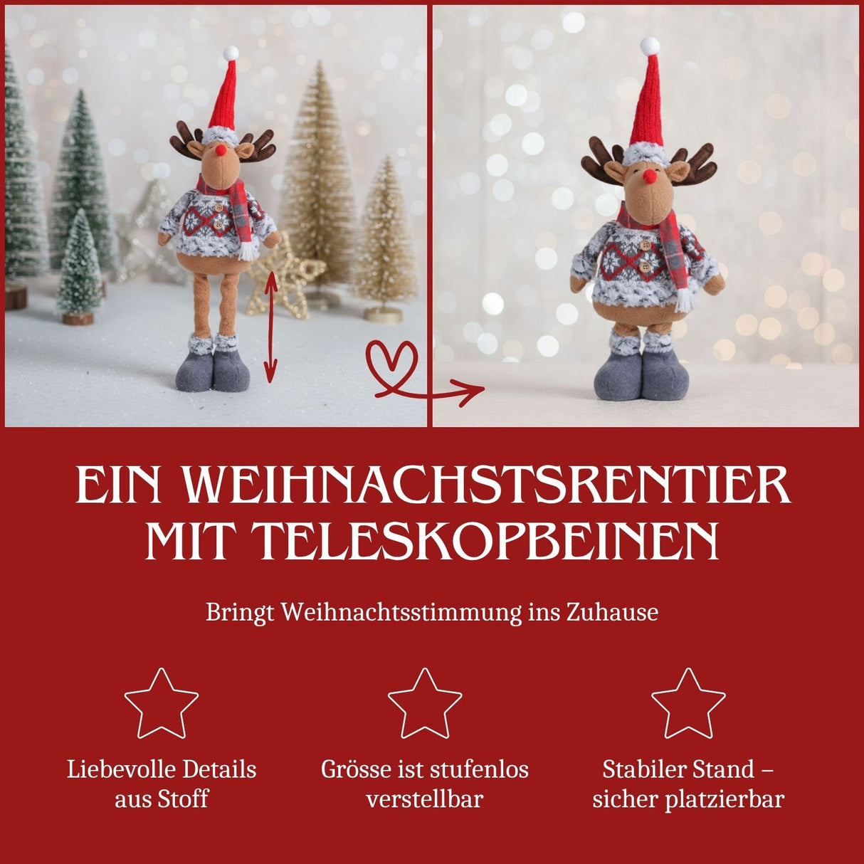 Rentierfigur Deko-Rentier Stehfigur Rentier Elch Dekofigur Winter