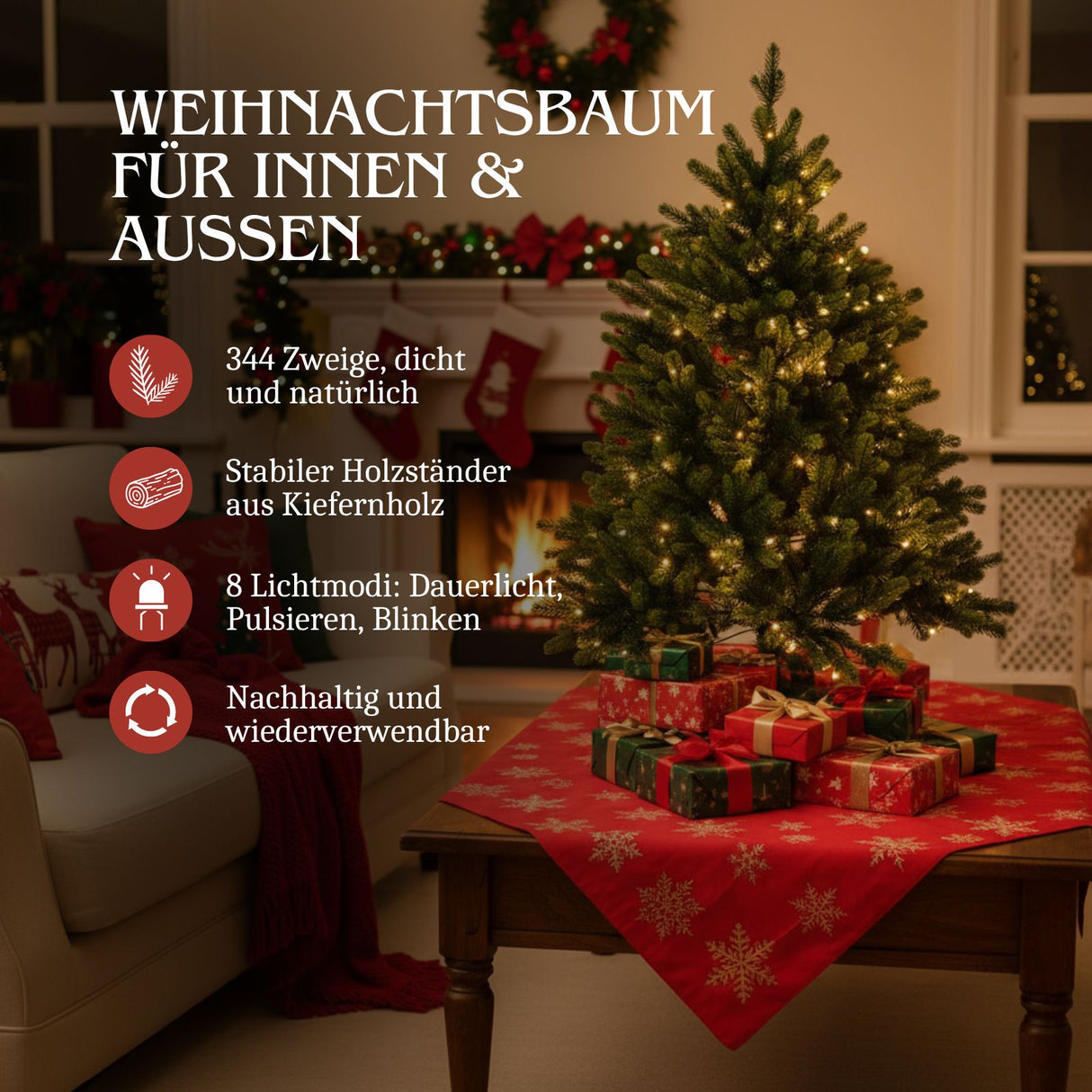 Weihnachtsbaum 120cm mit LED Kunsttanne Christbaum Tannenbaum Tanne