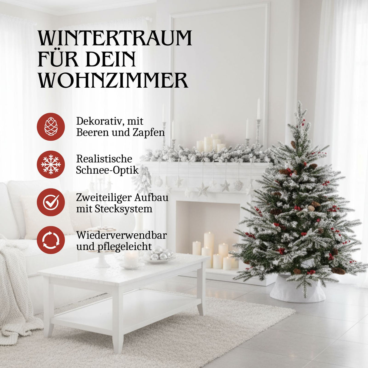 Weihnachtsbaum 120cm mit Schnee Kunsttanne Christbaum Tannenbaum