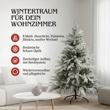 Weihnachtsbaum 150cm mit Schnee und LED Christbaum Tanne Kunsttanne