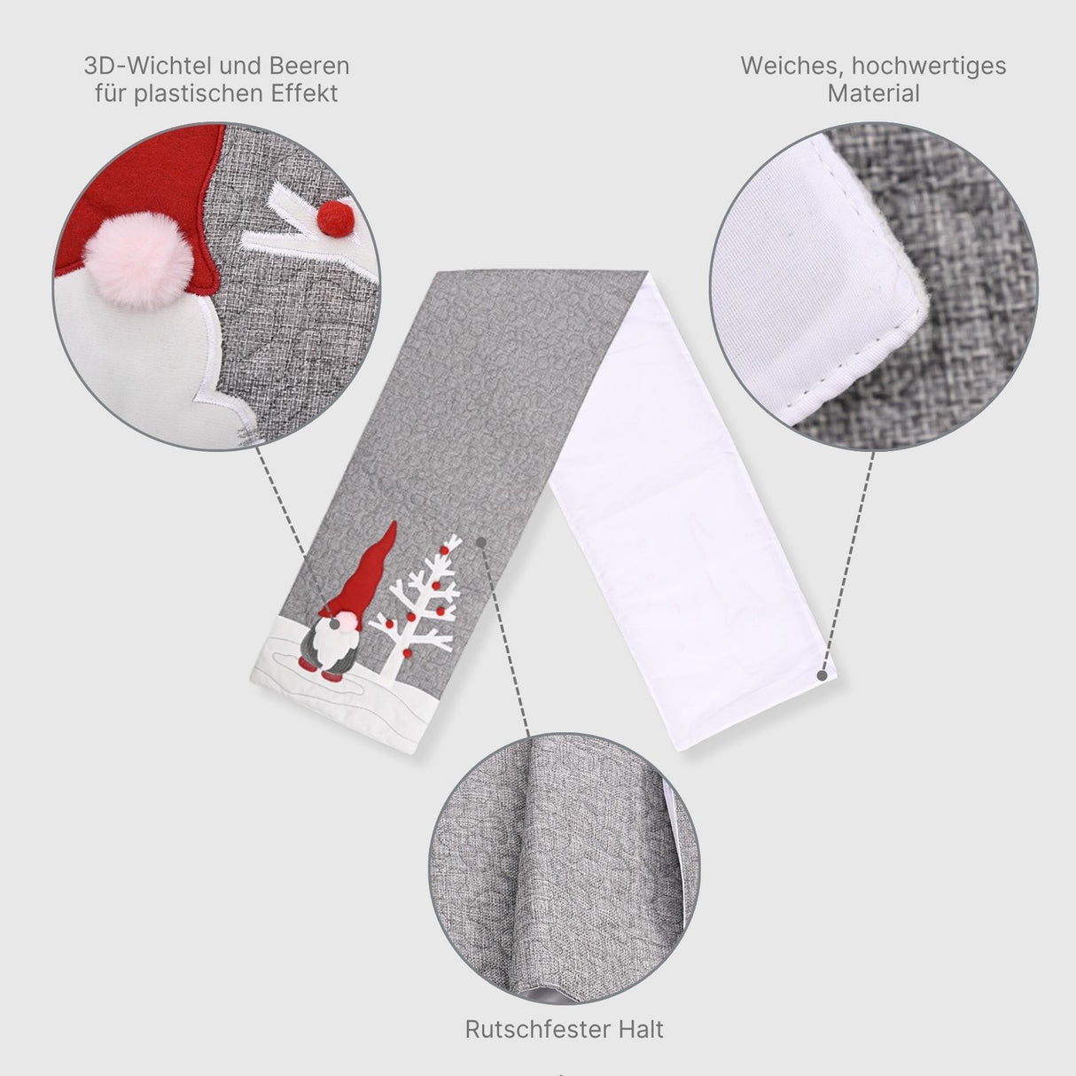 Tischläufer Wichtel Tischband Weihnachtsdeko Tischdecke Tischdeko