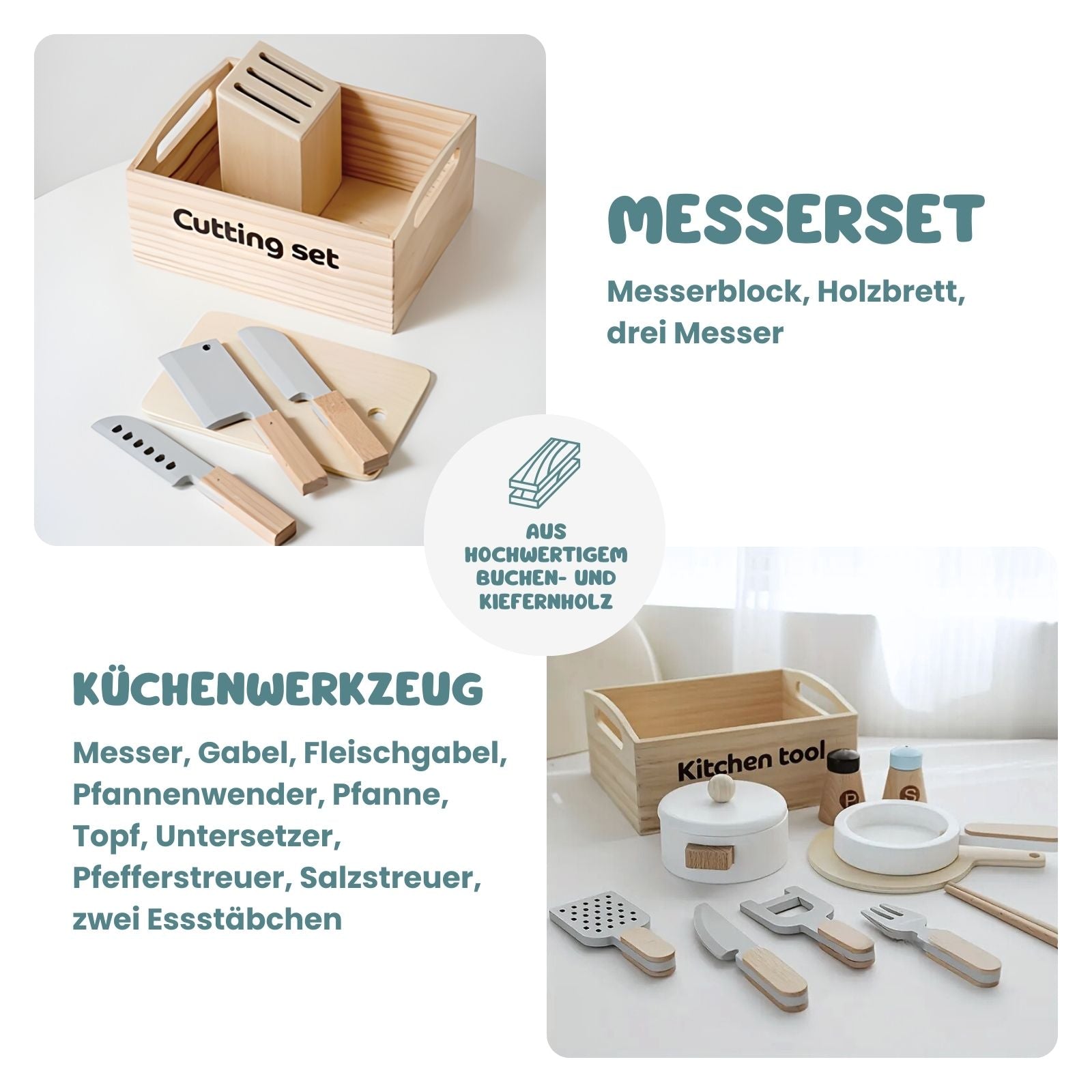 Holz-Kaufladen mit Zubehör Kinder Marktstand Kaufmannsladen
