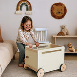 Spielzeugkiste auf Rollen Holz-Rollbox Spielzeugwagen Bücherkiste