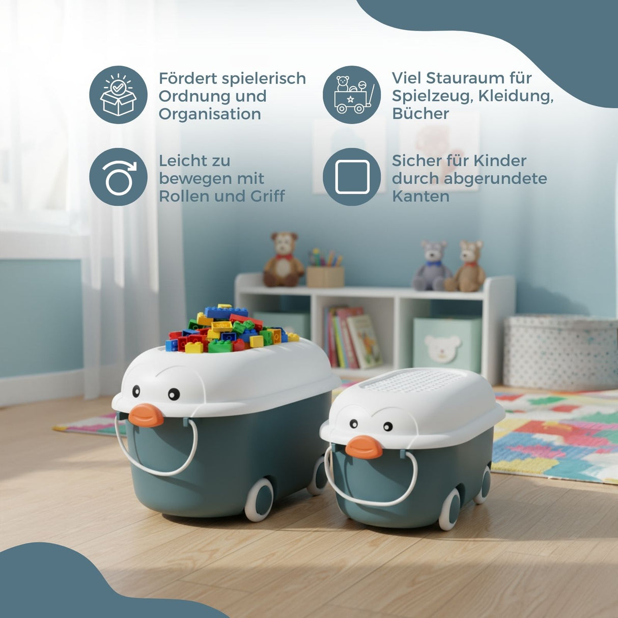 2er-Set Spielzeugkiste Spielzeug-Aufbewahrungsbox Organizer Truhe