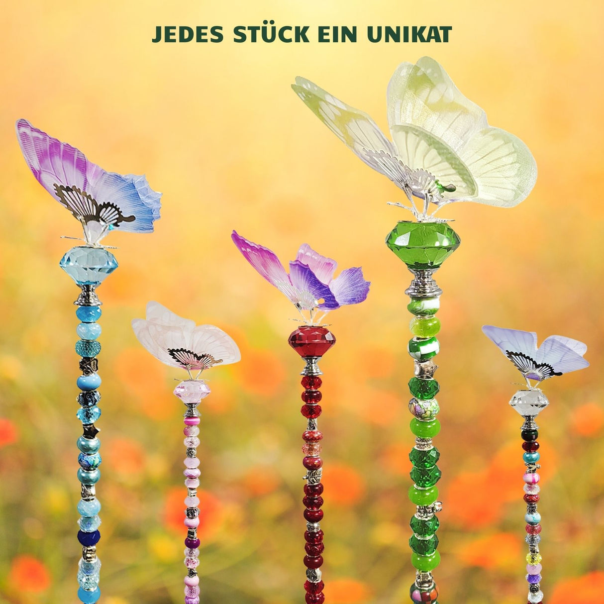 6er Set Gartenstecker Schmetterling Dekostecker Deko-Schmetterling