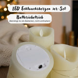 3er-Set LED Echtwachskerze mit Lichterkette Elektronische Stumpenkerze