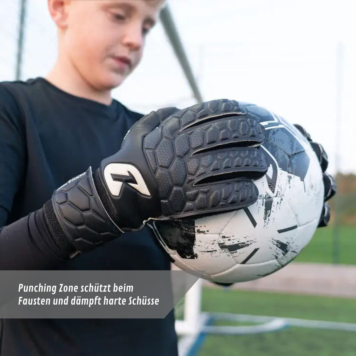 Fussballhandschuhe Fly Kids Dark Soul Gr. 3 Torwart Goalie Handschuhe
