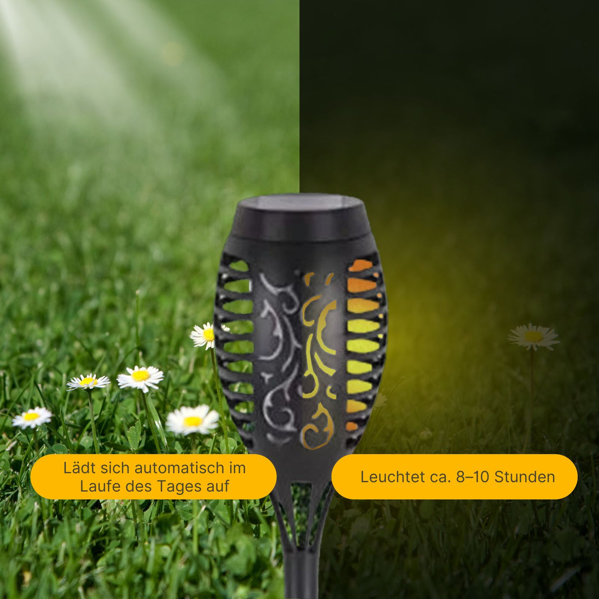 LED Solar-Gartenleuchte Gartenbeleuchtung Gartenfackel Flammenlampe