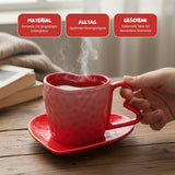 Herztasse mit Untertasse Becher Kaffeetasse Teetasse Henkeltasse