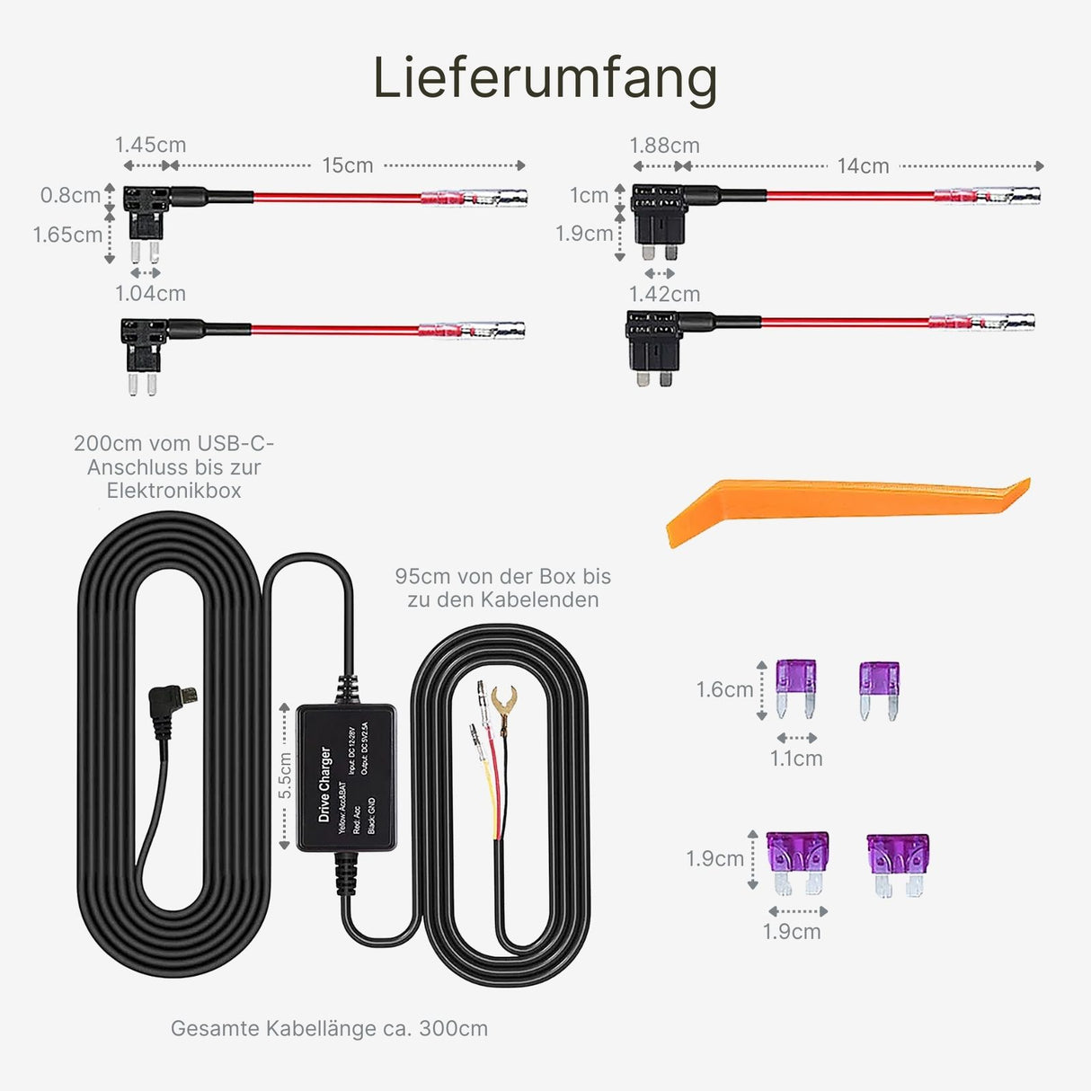 Hardwire-Kit für Dashcam Einbau-Kit für Dauerstrom Stromanschluss-Set