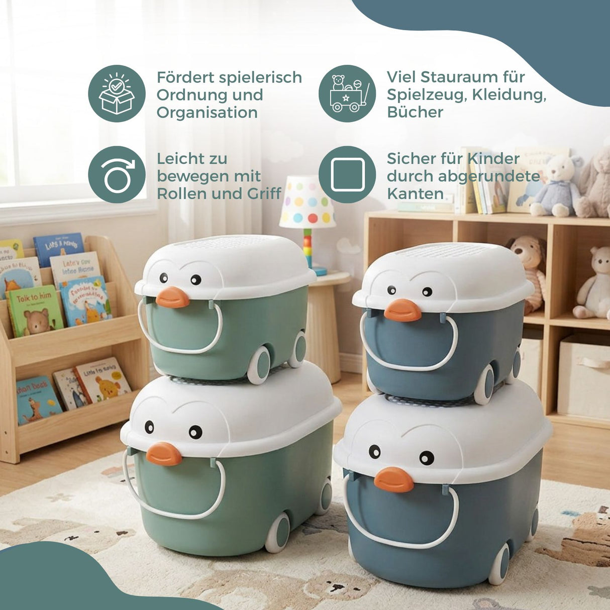 4er-Set Spielzeugkiste Spielzeug-Aufbewahrungsbox Organizer Truhe