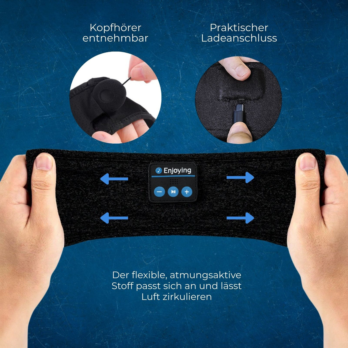 Bluetooth Schlafmaske Kopfband mit Stereo Kopfhörern Augenmaske