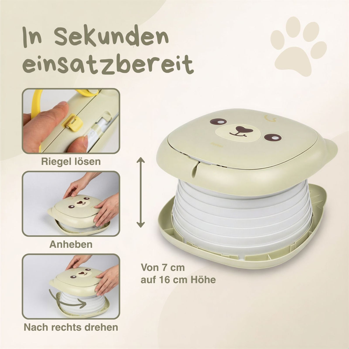 Tragbare Kindertoilette Bär Reise-Töpfchen Toilettentrainer Toilette