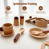 15-tlg. Holz-Küchenzubehör-Set Kinder-Kochgeschirr Kinder-Küchenset