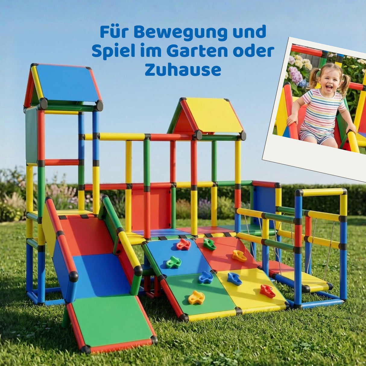 Klettergerüst für Kinder mit Rutsche und Hängebrücke Spielturm