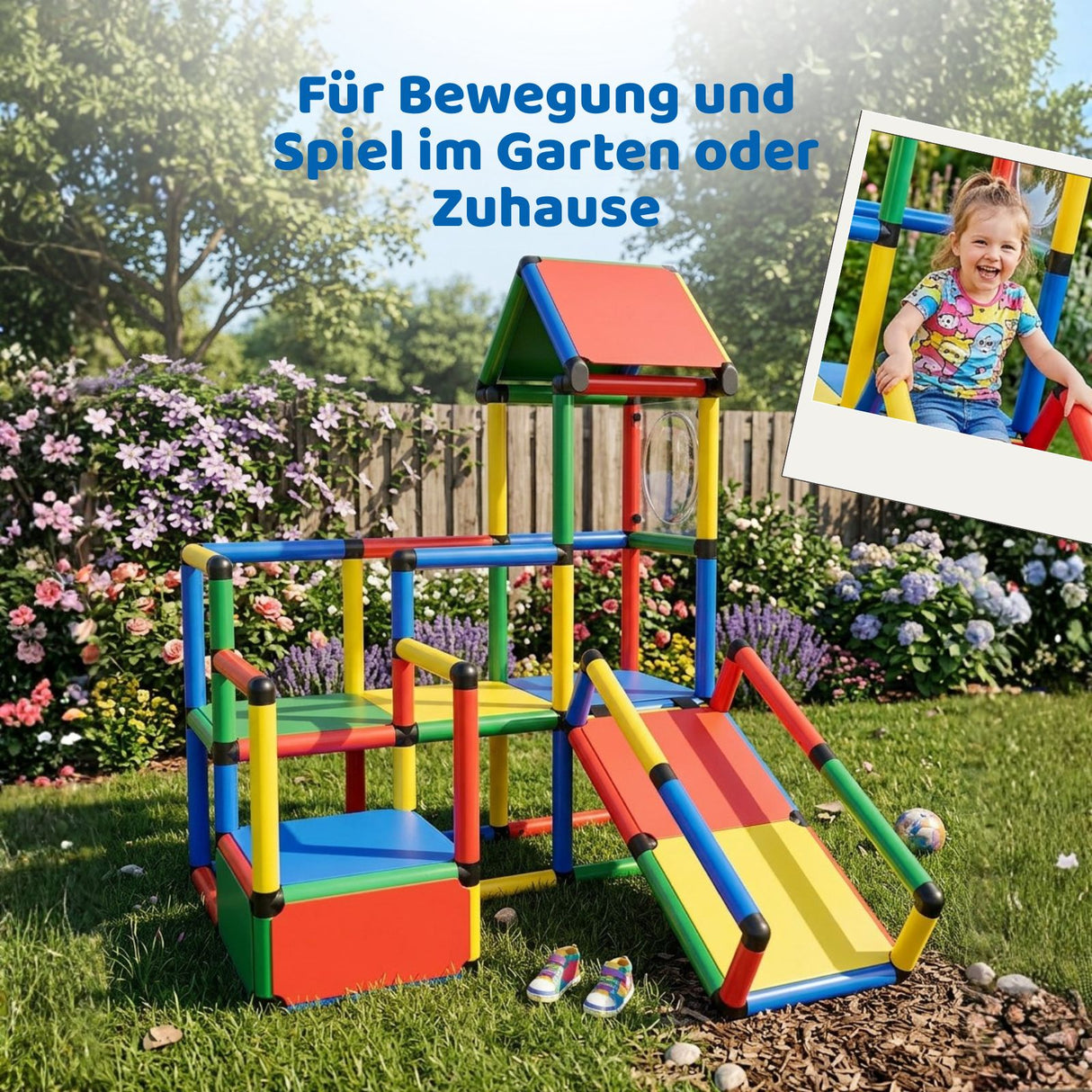 Klettergerüst für Kinder mit Rutsche Spielturm Kletterturm Spielplatz