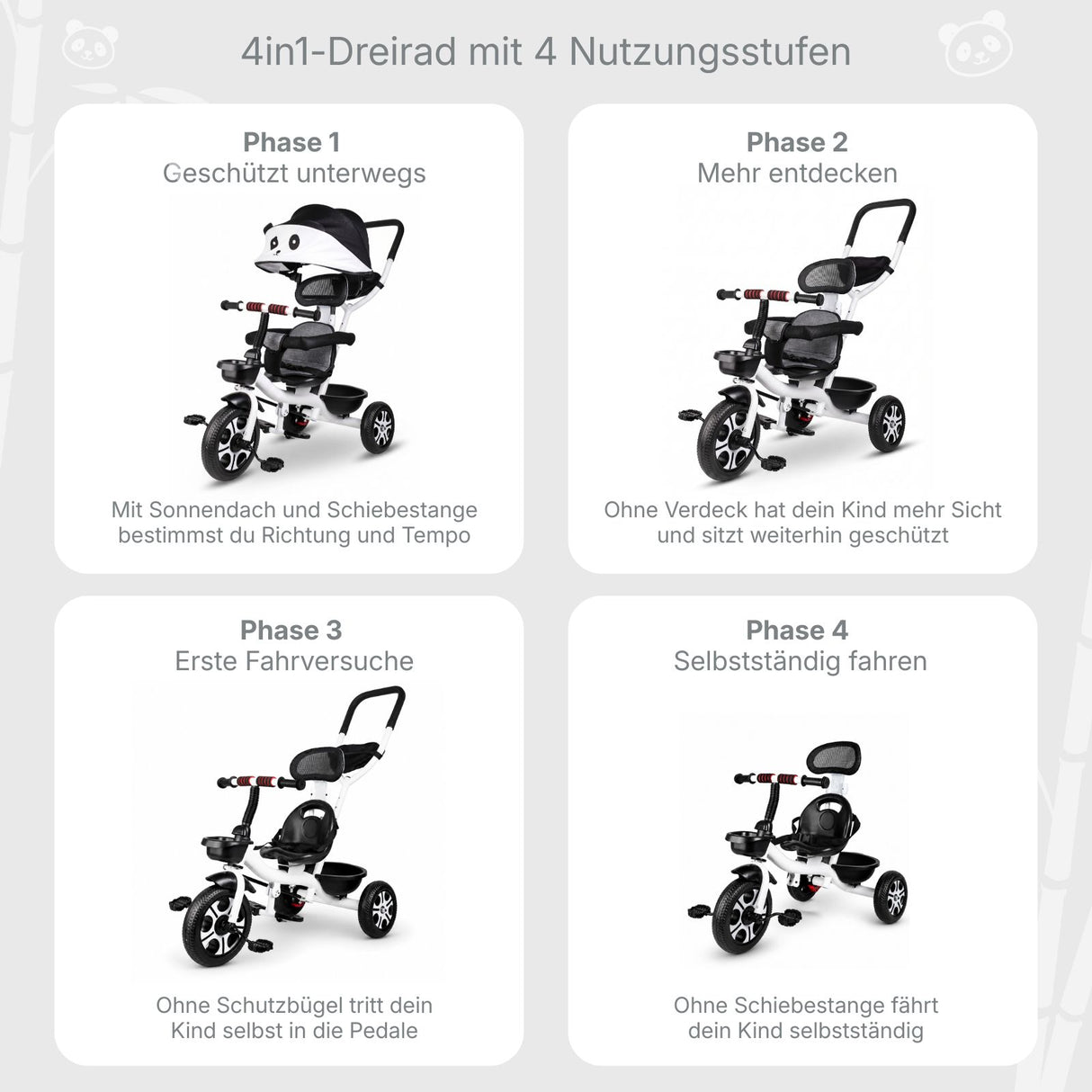 Kinder-Dreirad 4in1 Dreirad Anpassbares Dreirad Kleinkind-Dreirad
