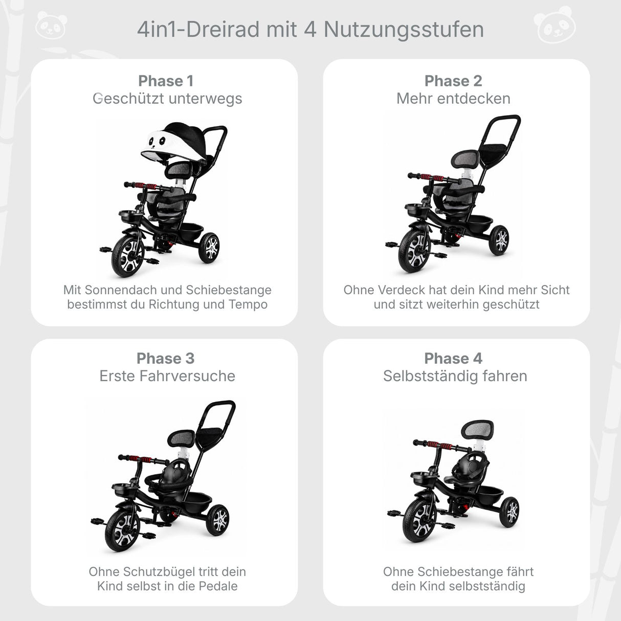 Kinder-Dreirad Anpassbares Dreirad 4in1 Dreirad Kleinkind-Dreirad