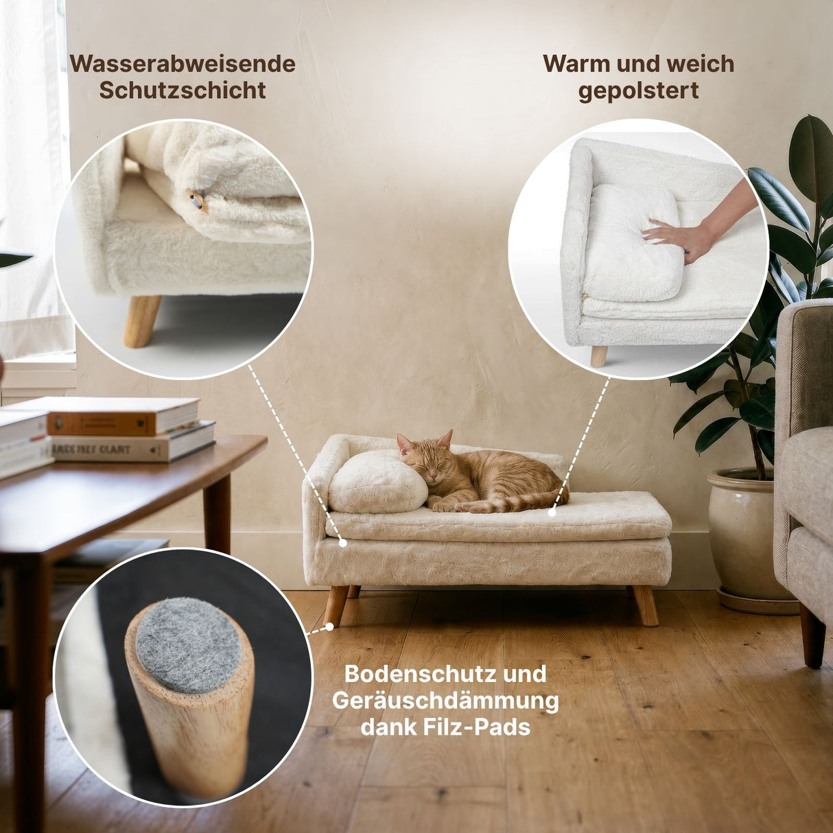 Katzenbett mit Kissen Gr. S Katzensofa Hundebett Hochbett Liegeplatz