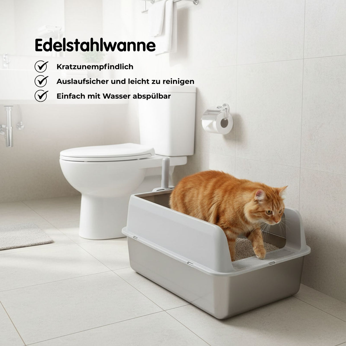 Katzentoilette Edelstahlwanne Katzen-WC Katzenklo Streuschale