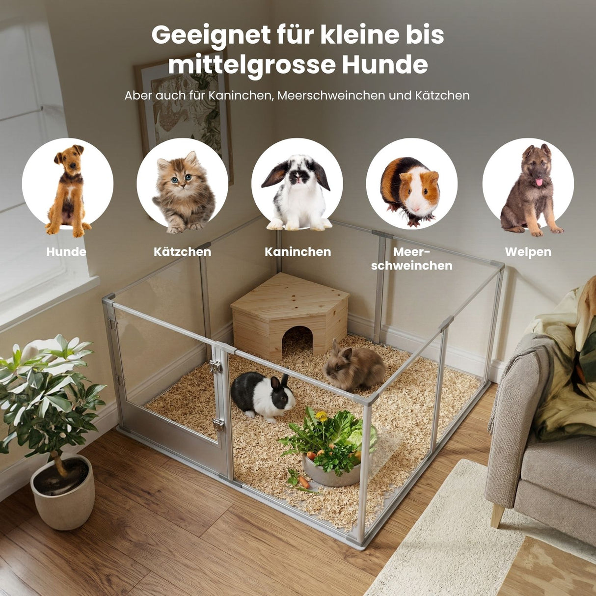 Tiergehege Indoorgehege Welpenauslauf Hundelaufstall Kleintiergehege