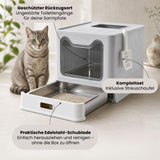 Katzen-WC mit Edelstahlschublade Katzentoilette Katzenklo mit Deckel