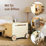 3er-Set Holz-Spielzeugkiste auf Rollen Bücherkiste Spielzeugtruhe