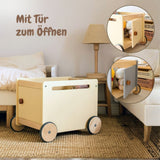 2er-Set Holz-Spielzeugkiste auf Rollen Bücherkiste Spielzeugtruhe
