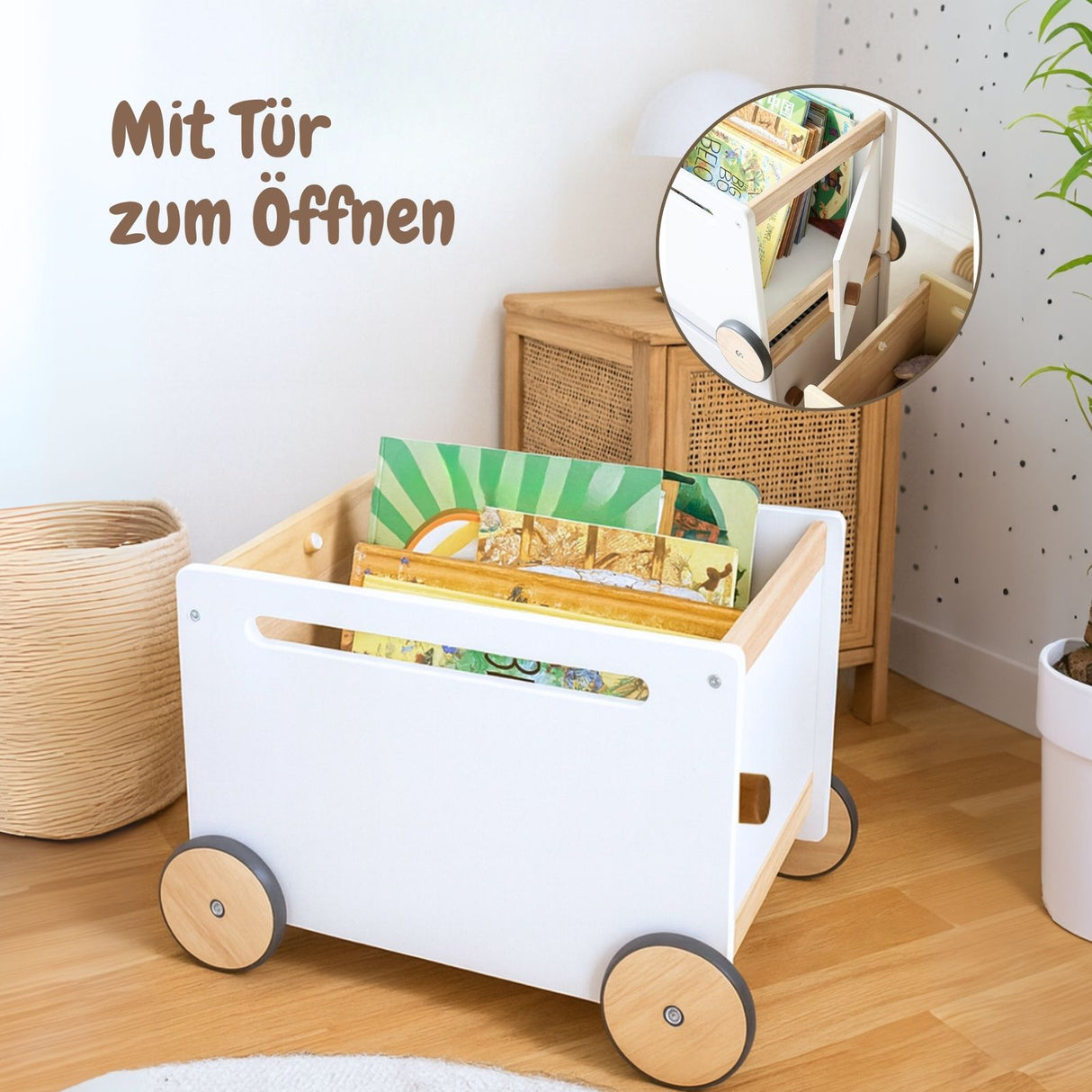 3er-Set Holz-Spielzeugtruhe auf Rollen Bücherkiste Spielzeugkiste