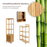 Bambus-Möbel-Set Badregal mit Schrank Standregal und Hängeschrank