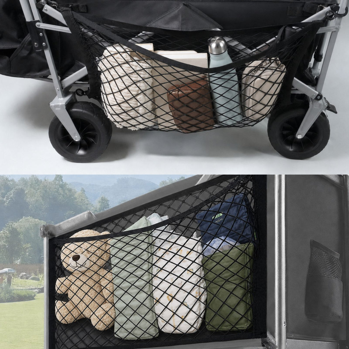 Bollerwagen mit Netztasche und Aufbewahrungstasche